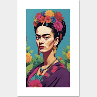 Frida's Vivid Vision: Colorful Portrait Posters and Art